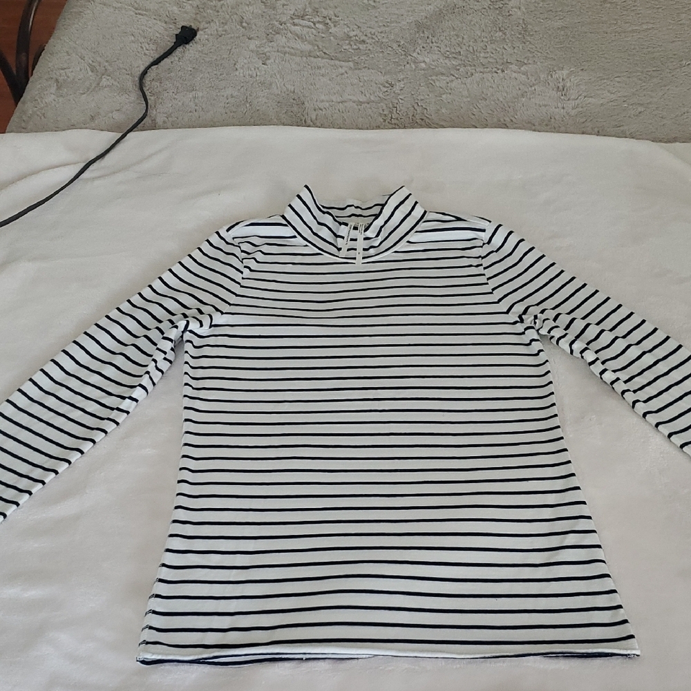 Anthropologie Black and White Striped Turtleneck